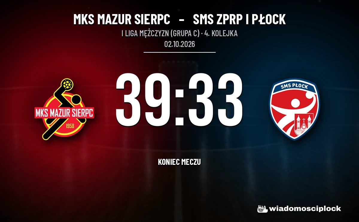 [PIŁKA RĘCZNA] MKS Mazur Sierpc – SMS ZPRP I Płock 39:33. Sierpczanie nadal bez porażki w I Lidze Mężczyzn (Grupa C)