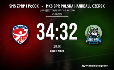 [PIŁKA RĘCZNA] Trzy bramki zapasu wystarczyły. SMS ZPRP I Płock – MKS SPR Polska Handball Czersk 34:32 w I Lidze Mężczyzn (Grupa C)
