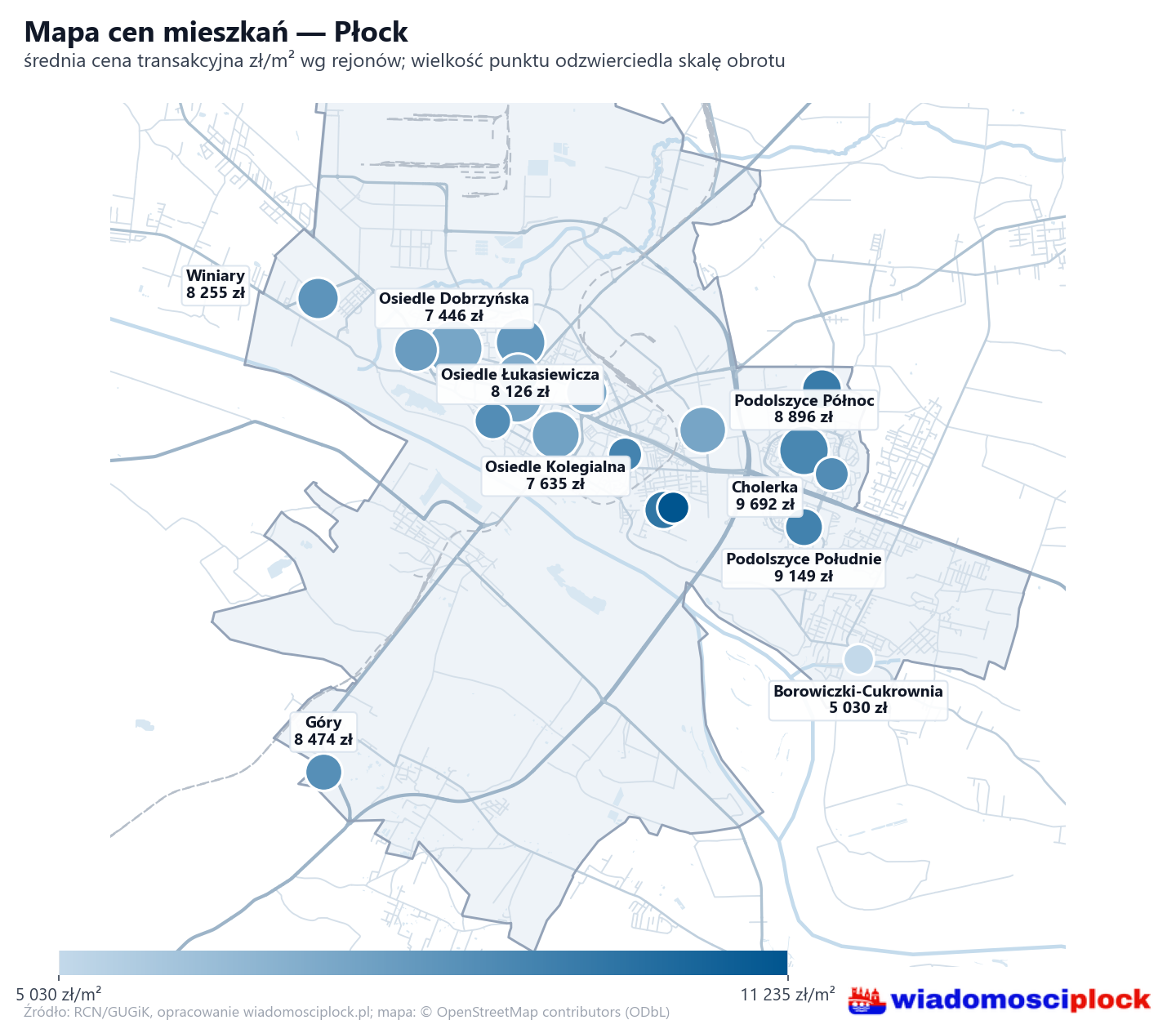 Mapa cen mieszkań - Płock