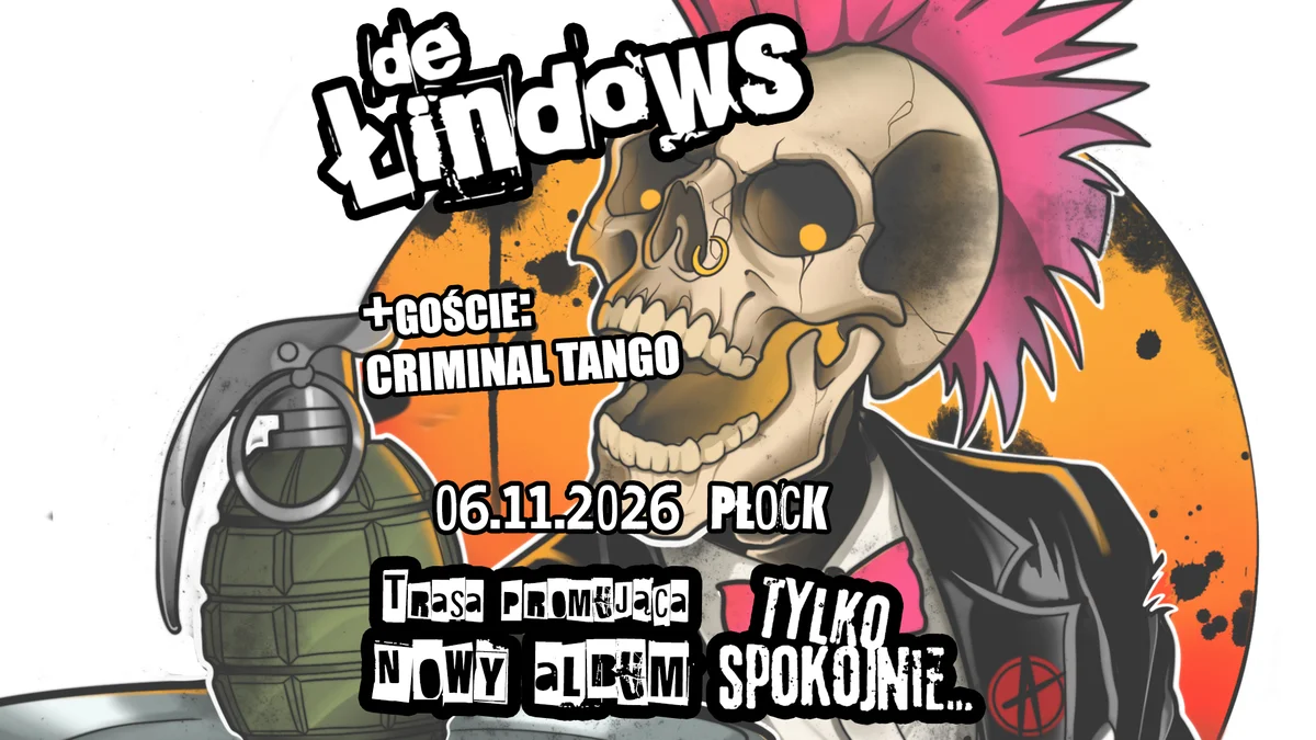 Grafika promocyjna wydarzenia De Łindows + Criminal Tango – koncert w Płocku
