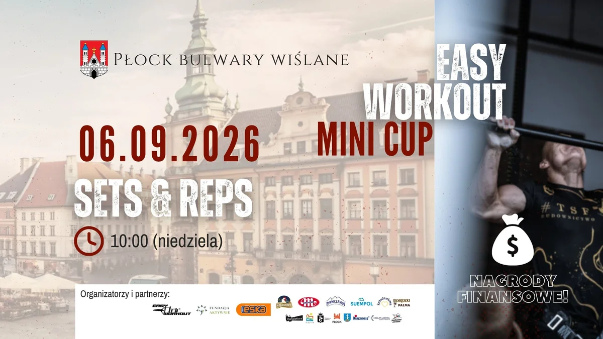 Grafika promocyjna wydarzenia Easy Workout Mini Cup SETS&REPS Płock – zawody wytrzymałościowe