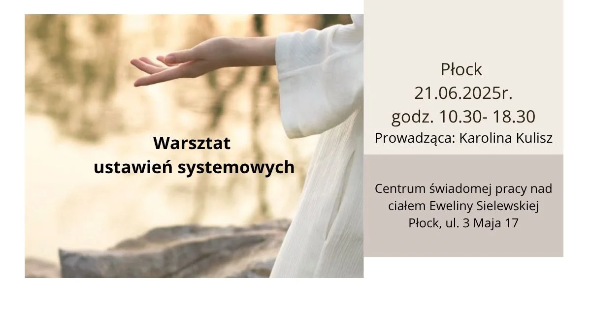 Grafika promocyjna wydarzenia Grupowy warsztat ustawień systemowych w Płocku