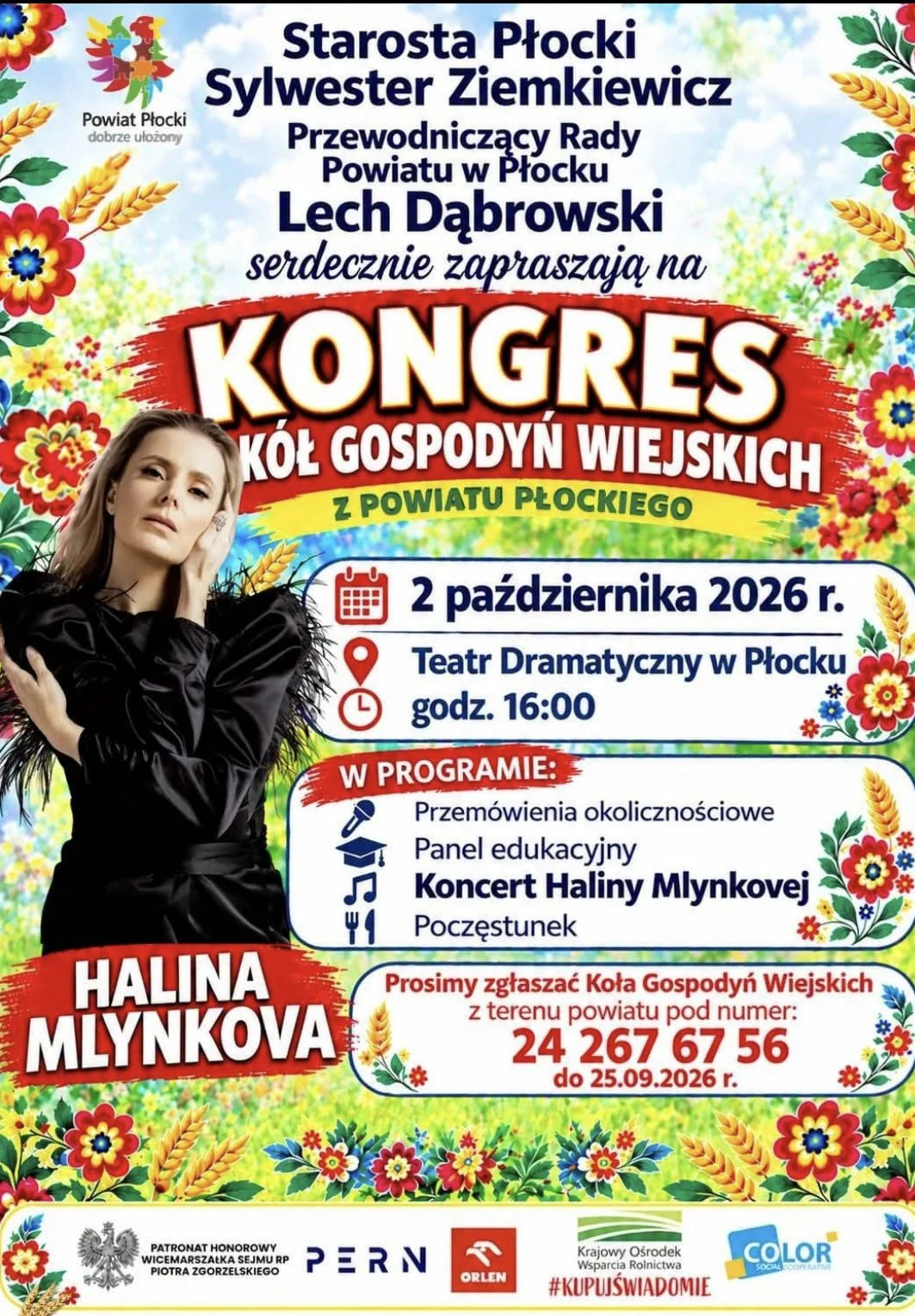 Grafika promocyjna wydarzenia Kongres Kół Gospodyń Wiejskich z powiatu płockiego