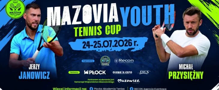 Grafika promocyjna wydarzenia Mazovia Youth Tennis Cup