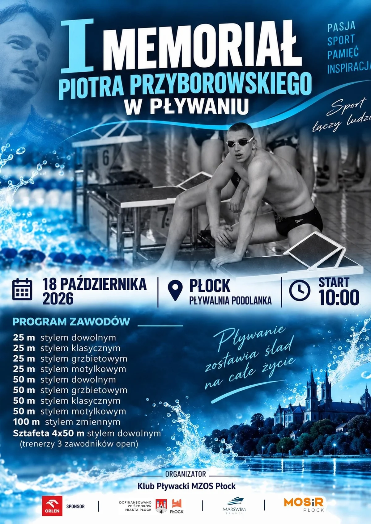 Grafika promocyjna wydarzenia Memoriał Piotra Przyborowskiego: pływackie zawody