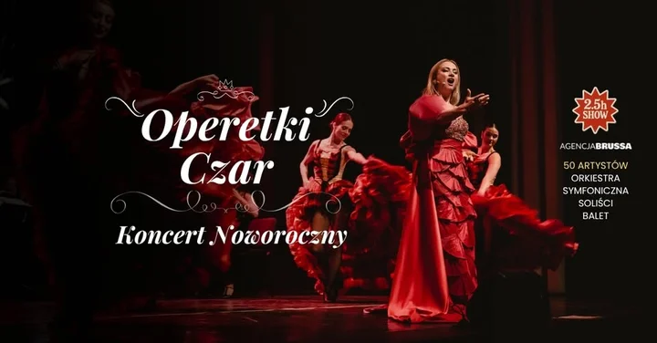 Grafika promocyjna wydarzenia Operetki Czar — Koncert Noworoczny w Płocku