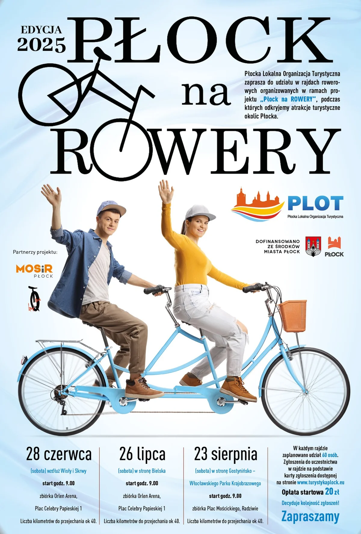 Grafika promocyjna wydarzenia Rajdy rowerowe odkrywające atrakcje Płocka i okolic