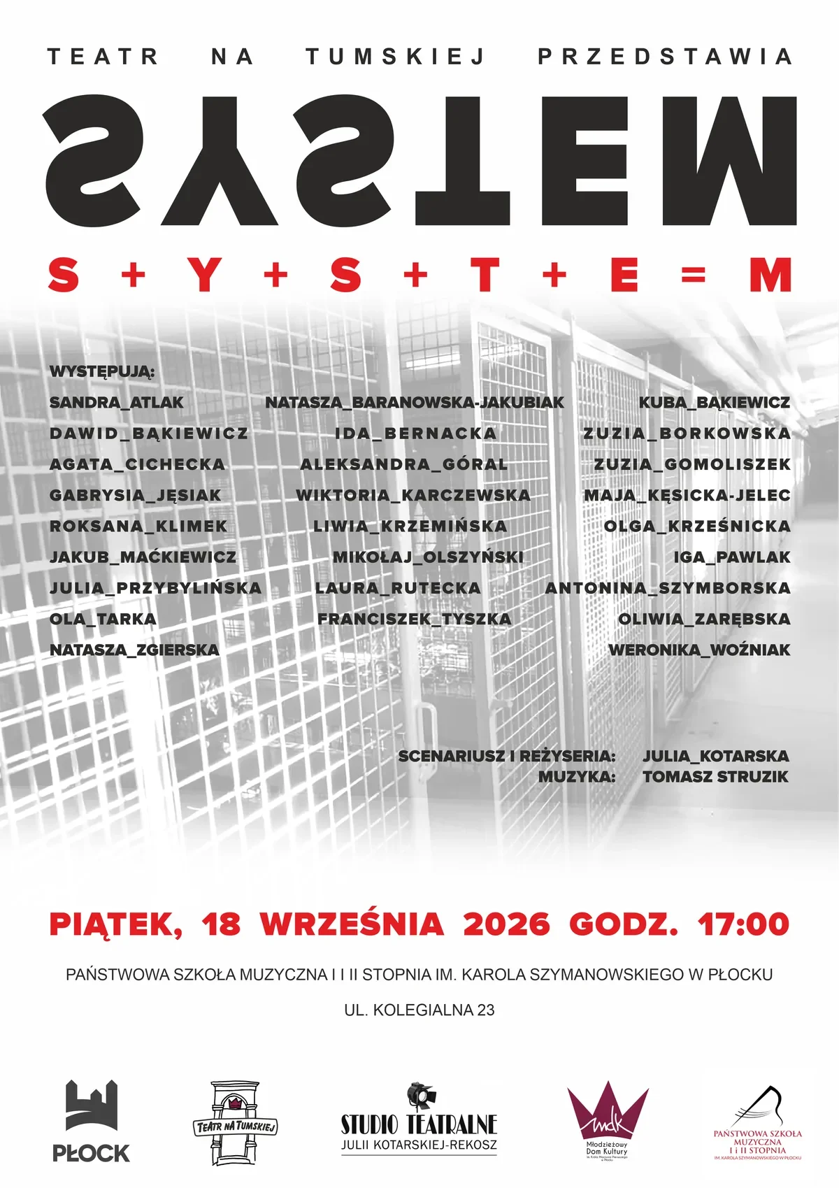 Grafika promocyjna wydarzenia Spektakl „System” Julii Kotarskiej w Płocku