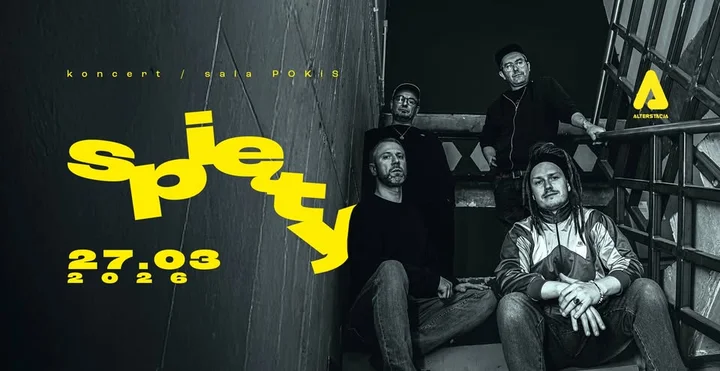 Grafika promocyjna wydarzenia SPIĘTY w Płocku — koncert w Sali Koncertowej POKiS i nowa płyta „Full H. D.”