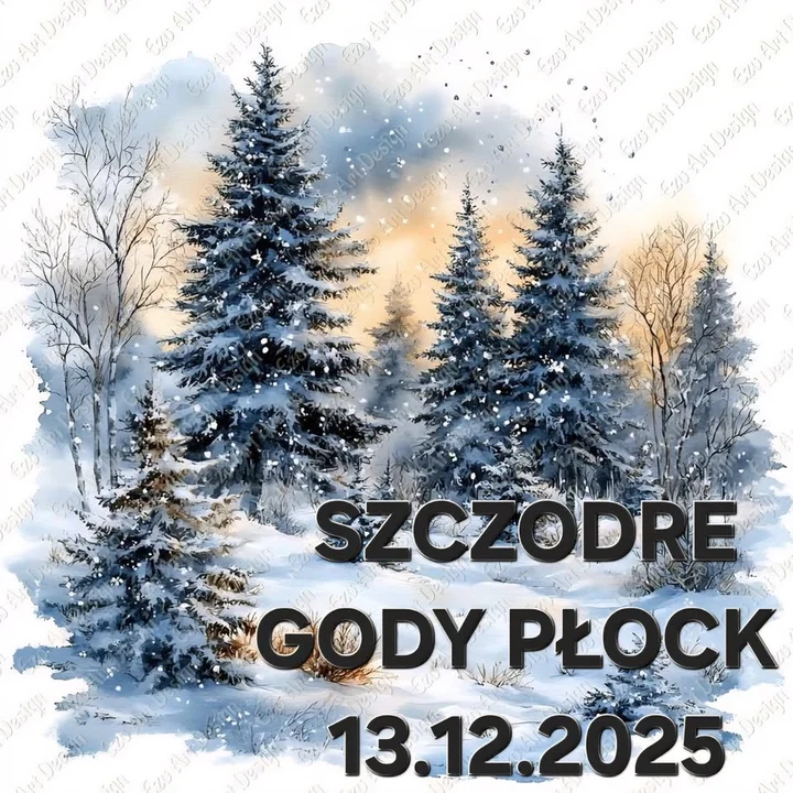 Grafika promocyjna wydarzenia Szczodre Gody Płock — słowiańskie przesilenie zimowe w Parku Północnym