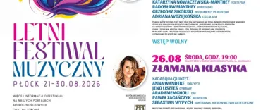 Grafika promocyjna wydarzenia 28. Letni Festiwal Muzyczny Płockiej Orkiestry Symfonicznej im. Witolda Lutosławskiego