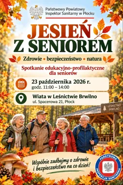 Grafika promocyjna wydarzenia Jesień z seniorem – zdrowie, bezpieczeństwo, natura