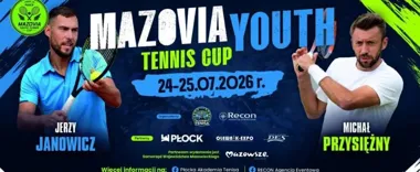 Grafika promocyjna wydarzenia Mazovia Youth Tennis Cup