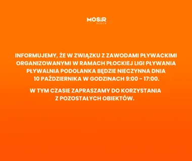 Grafika promocyjna wydarzenia Płocka Liga Pływania na Podolance