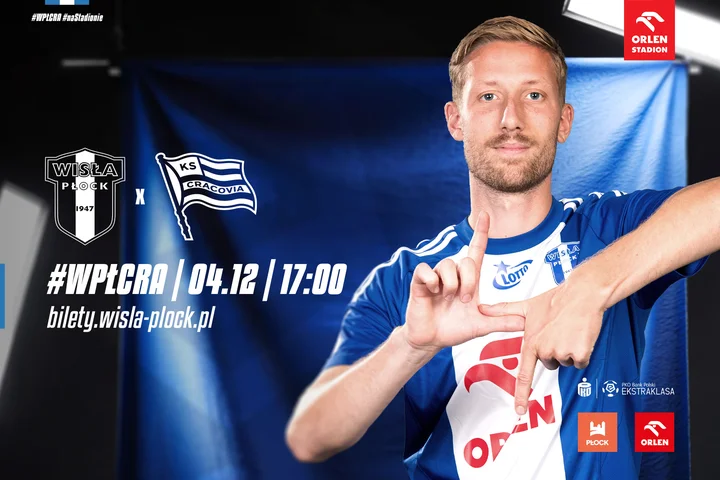 Grafika promocyjna wydarzenia Wisła Płock - Cracovia: zaległy mecz 8. kolejki PKO Ekstraklasy (4 grudnia 2025)