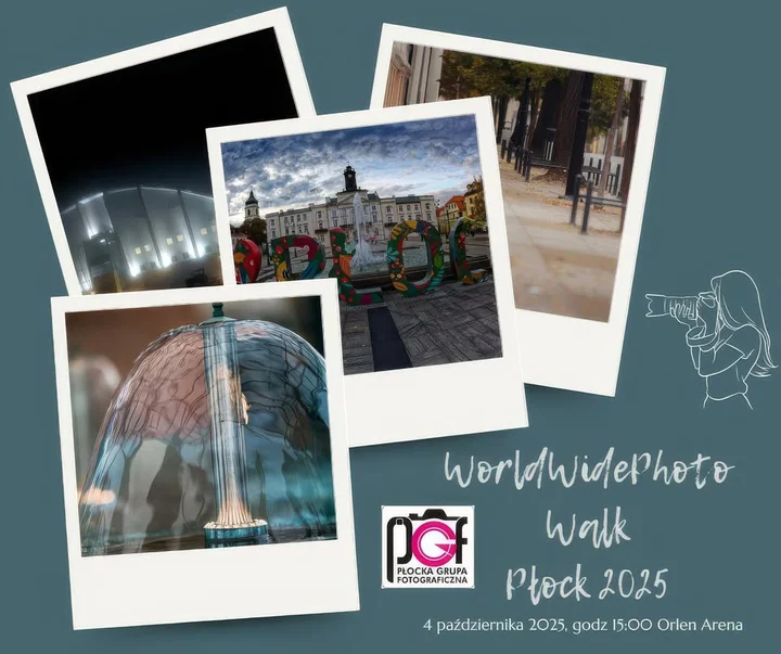 Obrazek przedstawia grafikę promocyjną wydarzenia Plener fotograficzny: Spacer fotograficzny w Płocku