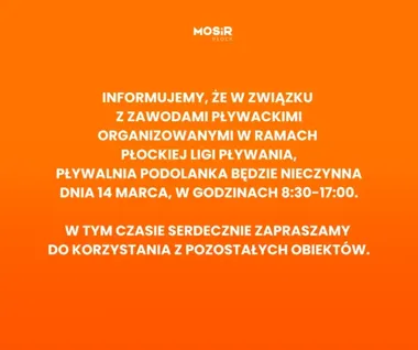 Płockie zawody na Podolance zmienią plan pływalni – część obiektu będzie zamknięta