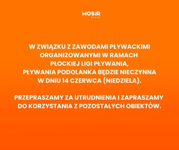 Podolanka zamknięta na zawody. MOSiR zmienia plan na jeden dzień
