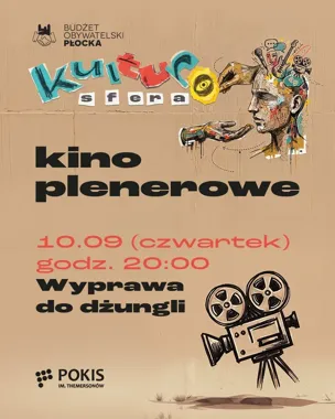 Grafika promocyjna wydarzenia Kino plenerowe na podwórku POKiSu