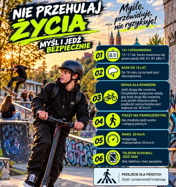 Hulajnoga to nie zabawka. Płoccy policjanci przypominają o zasadach