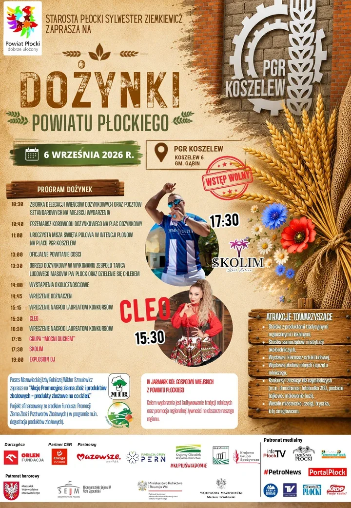 Bezpłatne dożynki w Koszelewie. Na scenie Cleo i Skolim