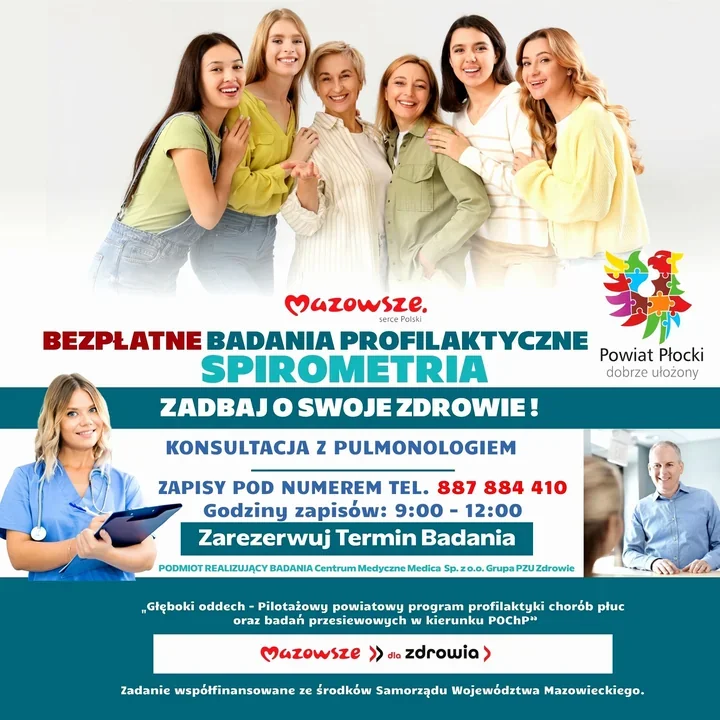 Bezpłatna spirometria i konsultacja z pulmonologiem. Trwają zapisy